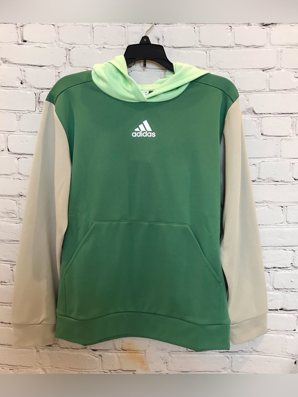 Boys Adidas Green Colorblock Hoodie size Large NWT